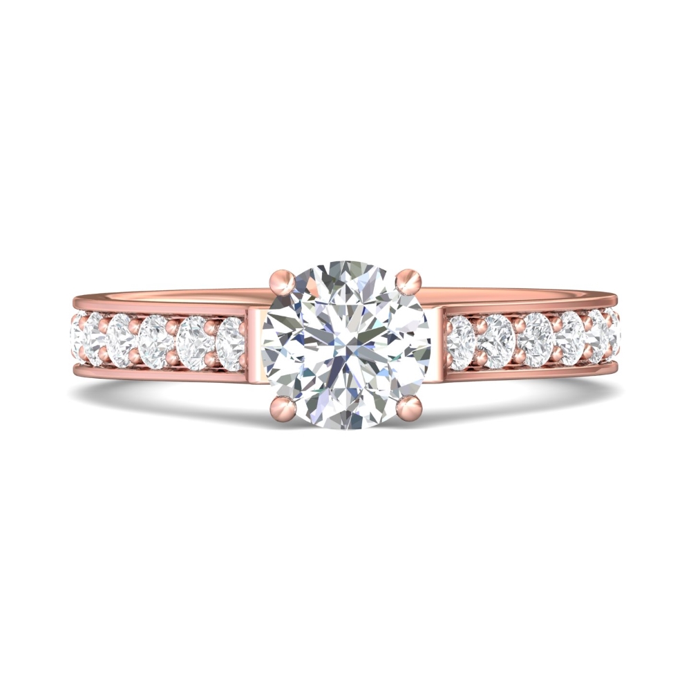 FlyerFit® 14K Pink Gold Micropave Engagement Ring
