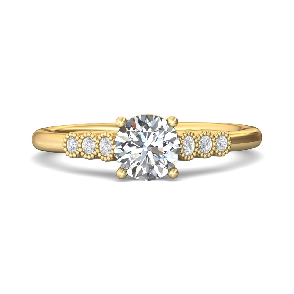 FlyerFit® 14K Yellow Gold Channel and Shared Prong Engagement Ring