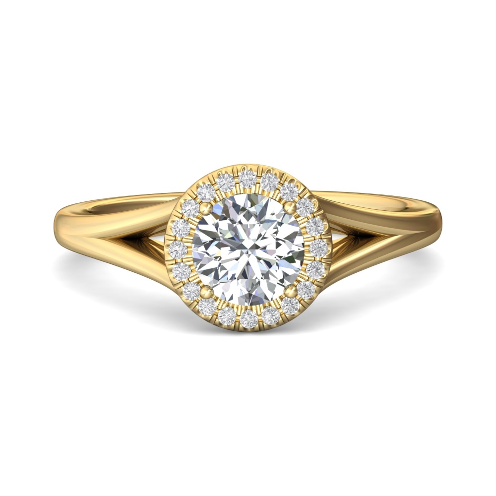 FlyerFit® 18K Yellow Gold Split Shank Engagement Ring