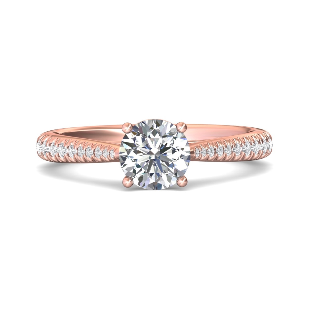 FlyerFit® 18K Pink Gold Micropave Engagement Ring