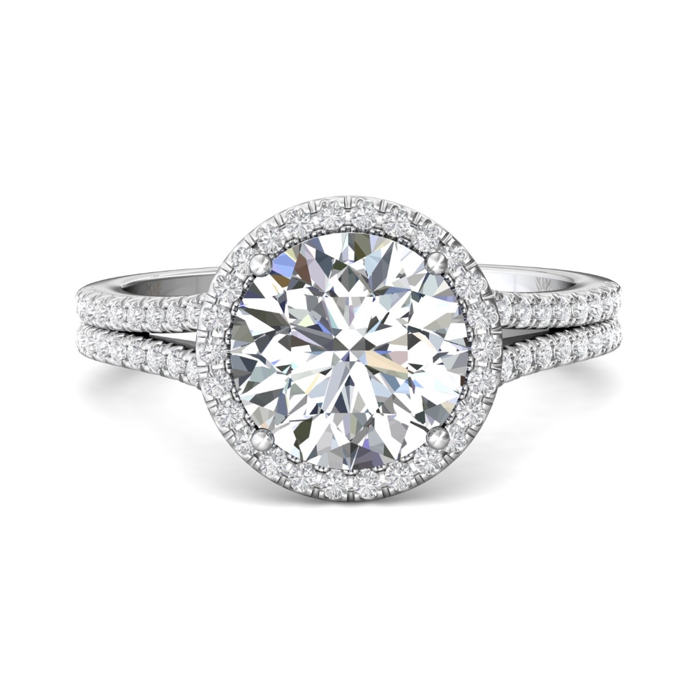 FlyerFit® Platinum Split Shank Engagement Ring