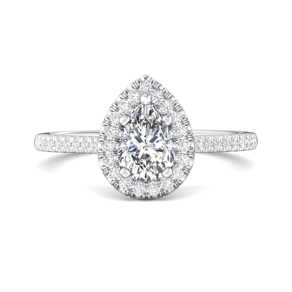 FlyerFit® 14K White Gold Micropave Halo Engagement Ring