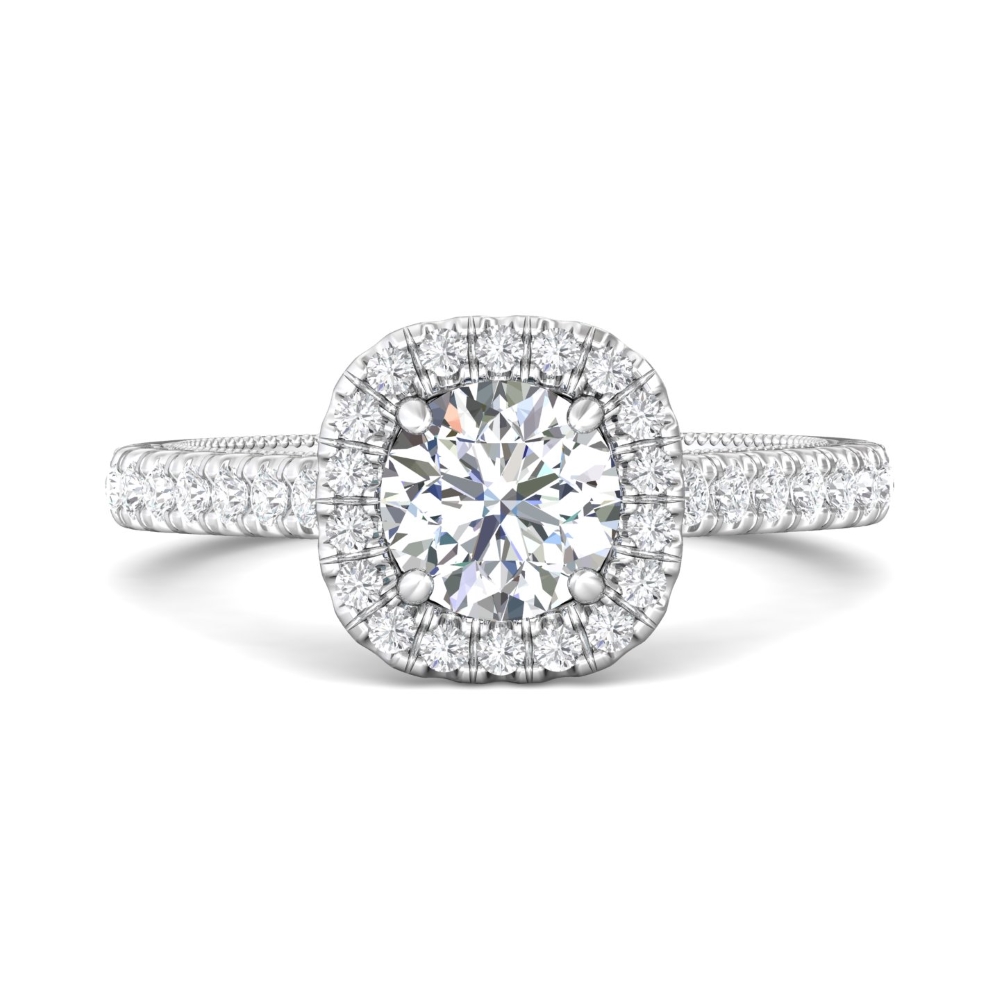 FlyerFit® 18K White Gold Vintage Engagement Ring