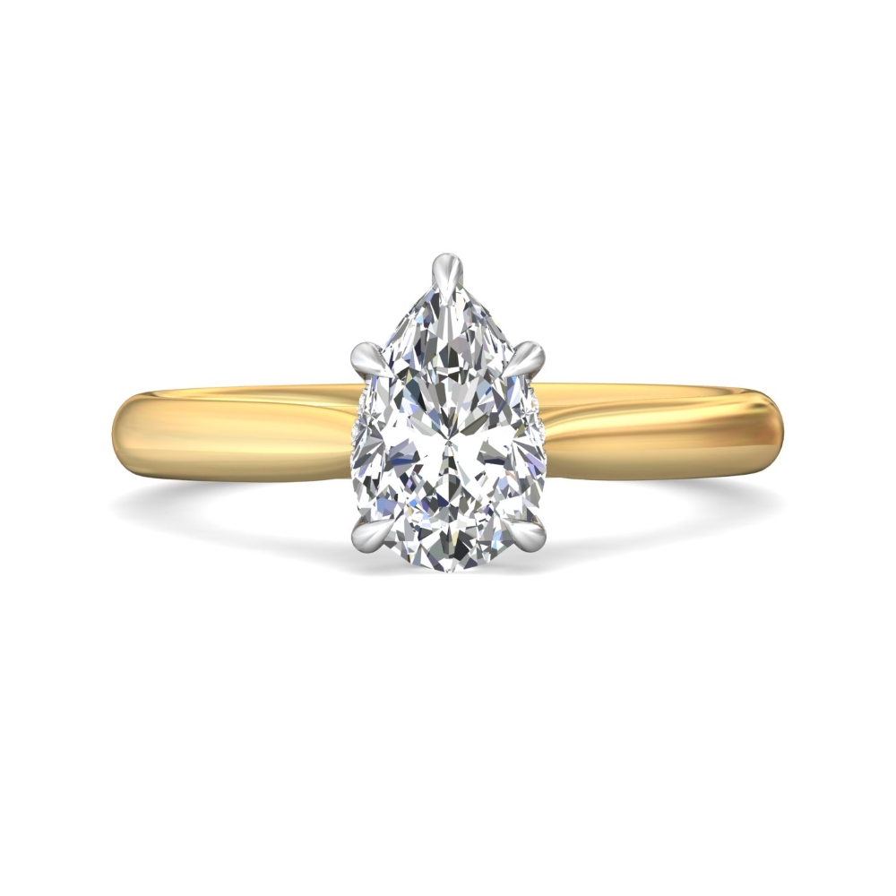 FlyerFit® 18K Yellow Gold Shank And White Gold Top Solitaire Engagement Ring