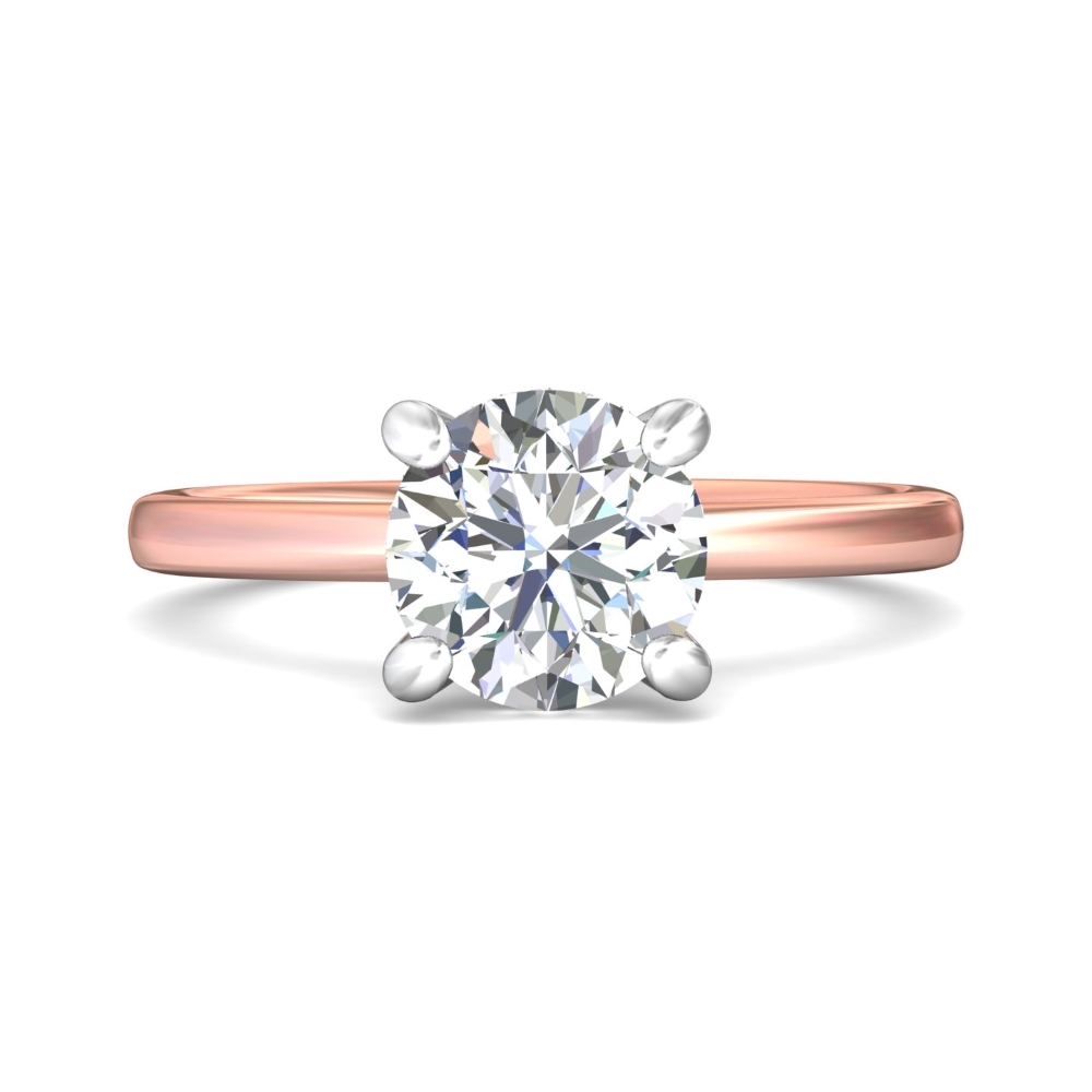 FlyerFit® 14K Pink Gold Shank and Platinum Top Solitaire Engagement Ring