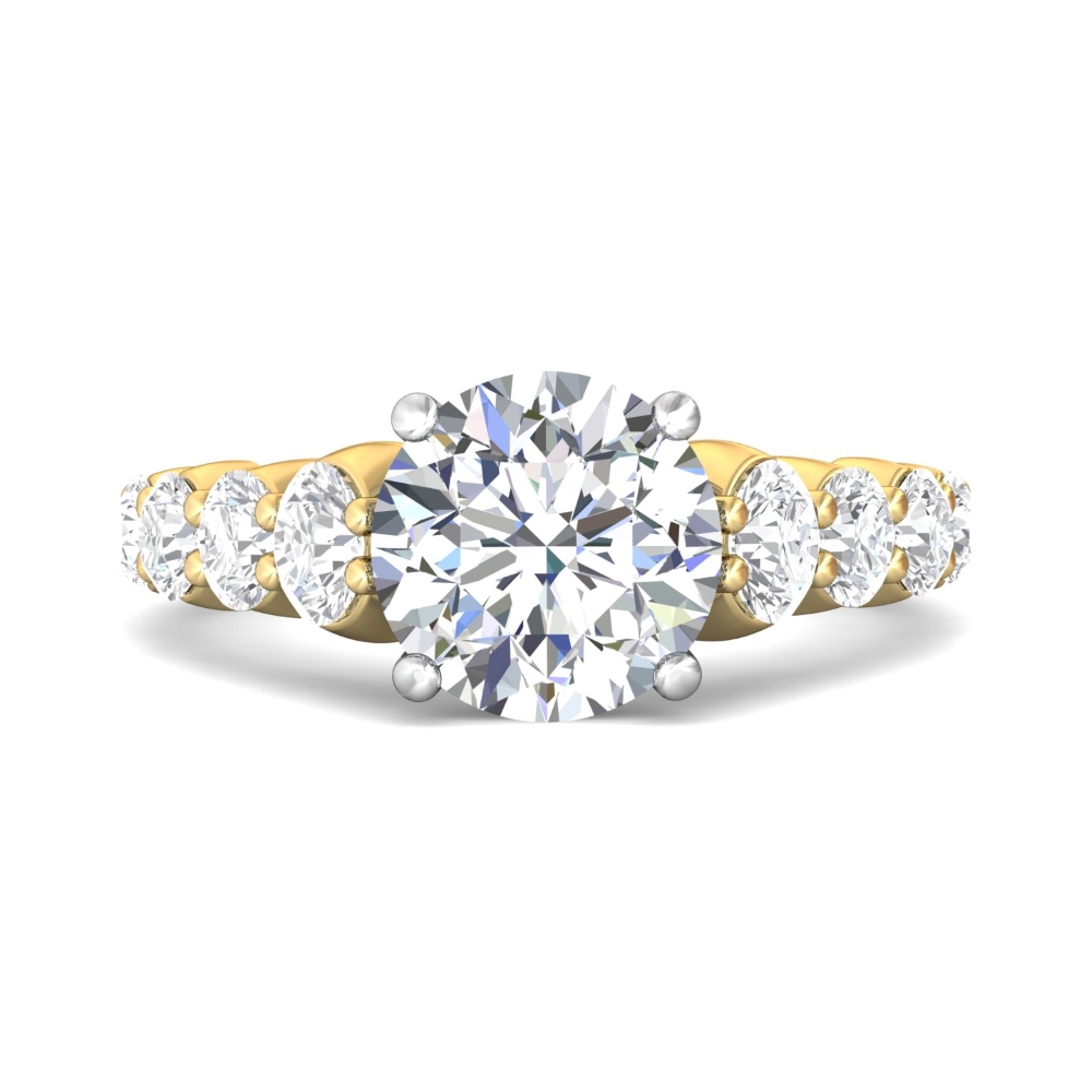 FlyerFit® 14K Yellow and 14K White Gold Channel and Shared Prong Engagement Ring