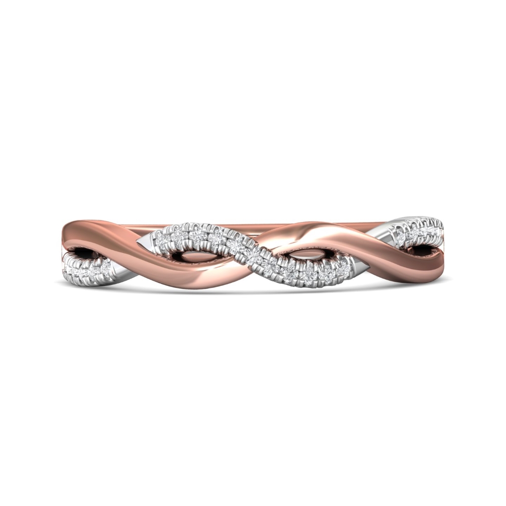FlyerFit® 14K Pink Gold Shank And White Gold Top Micropave Cutdown Wedding Band