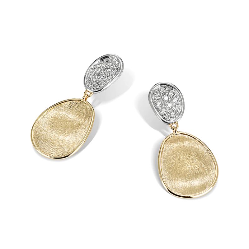 Lunaria Gold and Diamond Double Drop Earrings
