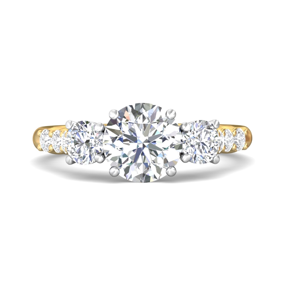 FlyerFit® 18K Yellow Gold Shank And White Gold Top Encore Engagement Ring