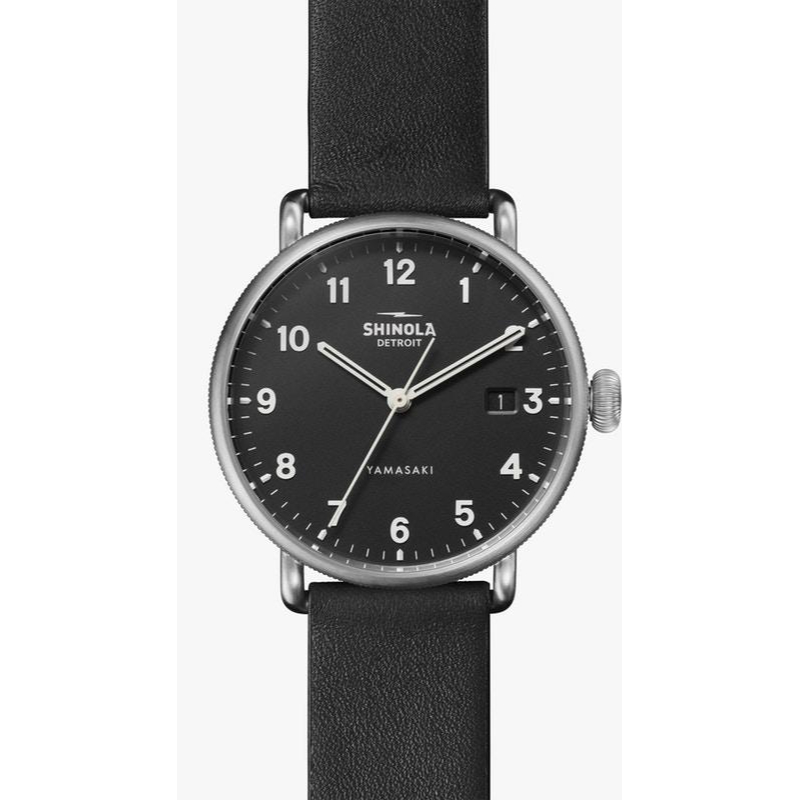 Great American Series 38MM Watch With Black Mineral Textured Dial And Black Leather Strap
